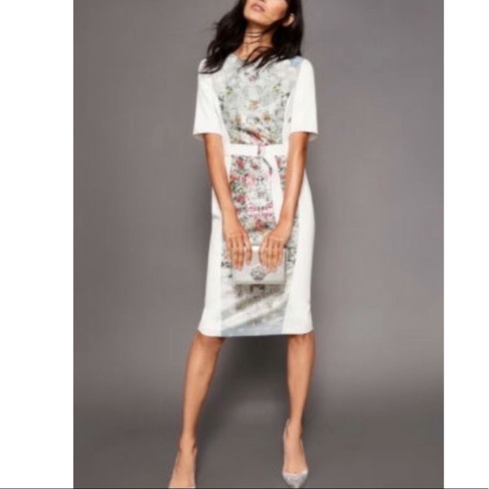 MWT TED BAKER DORN PATCHWORK GLITTER MIDI DRESS SZ 10/12 US OR TED SZ 4